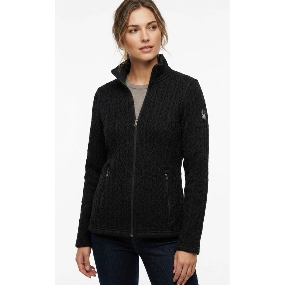 Spyder Stryke Core Sweater Full Zip Hooded Jacket Black Womens Medium M
